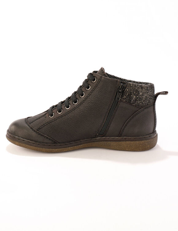 Boots détente lacées et zippées en cuir  (noir)