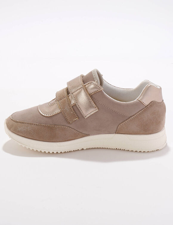 Baskets scratchées spécial pieds sensibles en tissu extensible (beige)