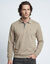 Sweat chaud col polo brod&eacute; poitrine maille c&ocirc;tel&eacute;e (beige)
