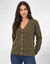 Gilet maille ajour&eacute;e r&eacute;versible boutonn&eacute; (vert olive)