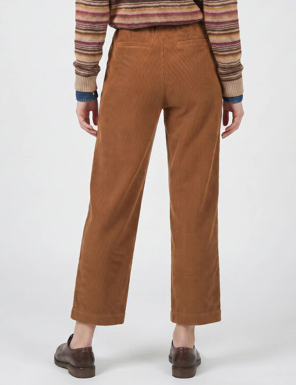 Pantalon large en velours c&ocirc;tel&eacute; effet pont (noisette)