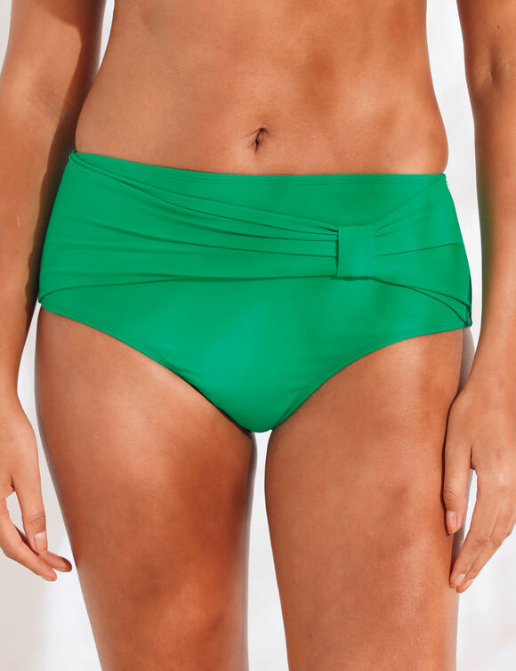Culotte taille haute drap&eacute;e unie, Solaro (vert)