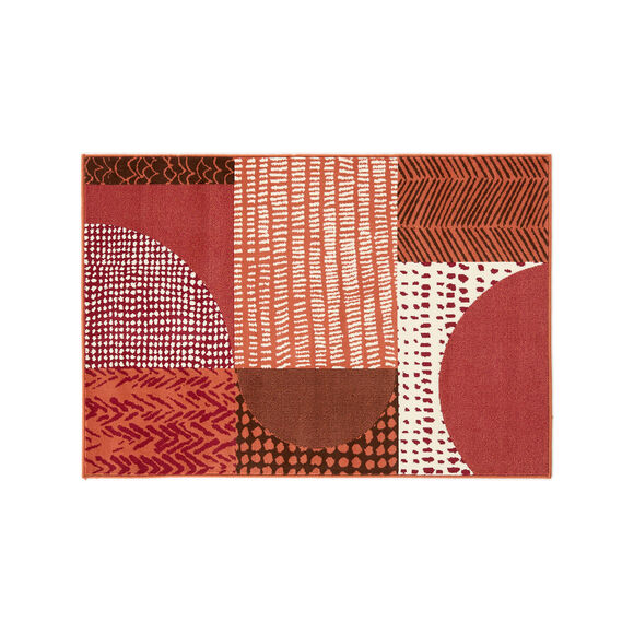 Tapijt met geometrisch motief (terracotta)