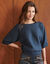 Effen trui met box-silhouet in vleermuismouwen (donkerblauw)