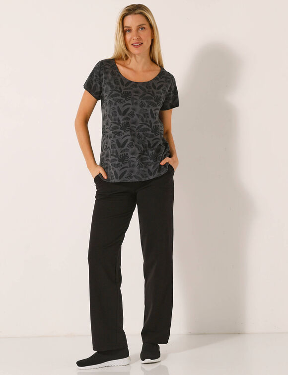 T-shirt fluide imprimé végétal (gris)