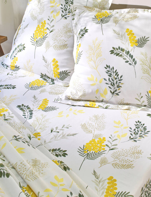 Linge de lit Mimosa imprim&eacute; fleurs - coton 57 fils/cm&sup2; (jaune)