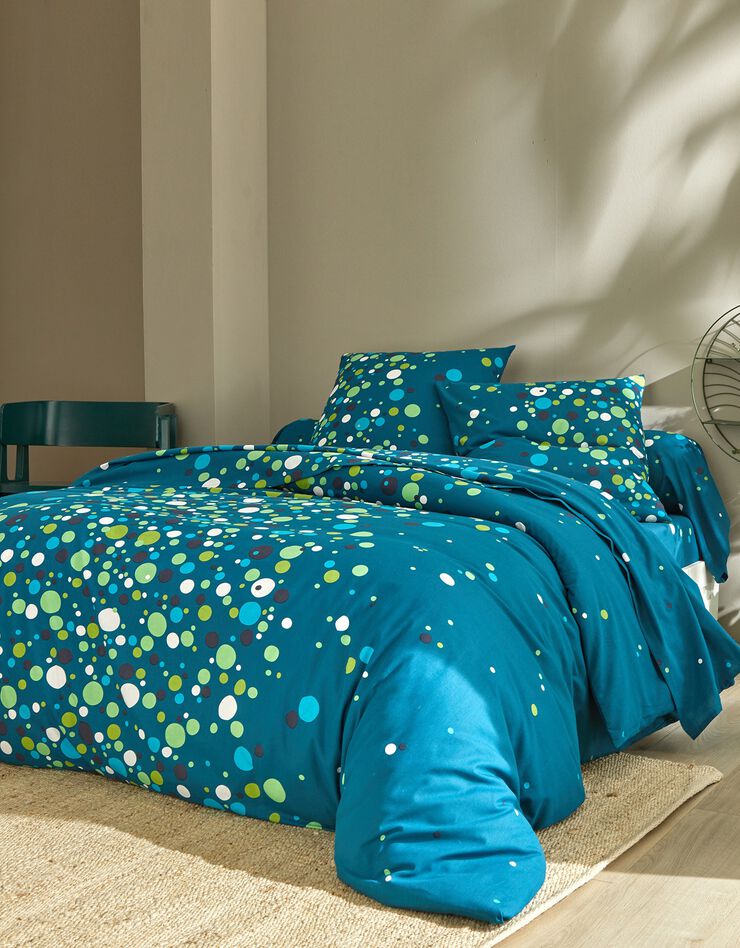 Linge de lit Pétillant coton  (bleu paon)