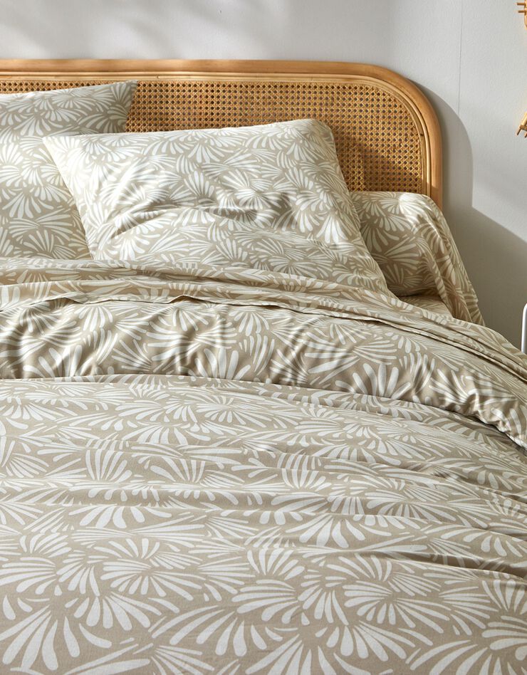Bedlinnen Vick in katoen met grafisch eprint (beige)