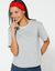 Boxy T-shirt met ellebooglange mouwen (chiné grijs)