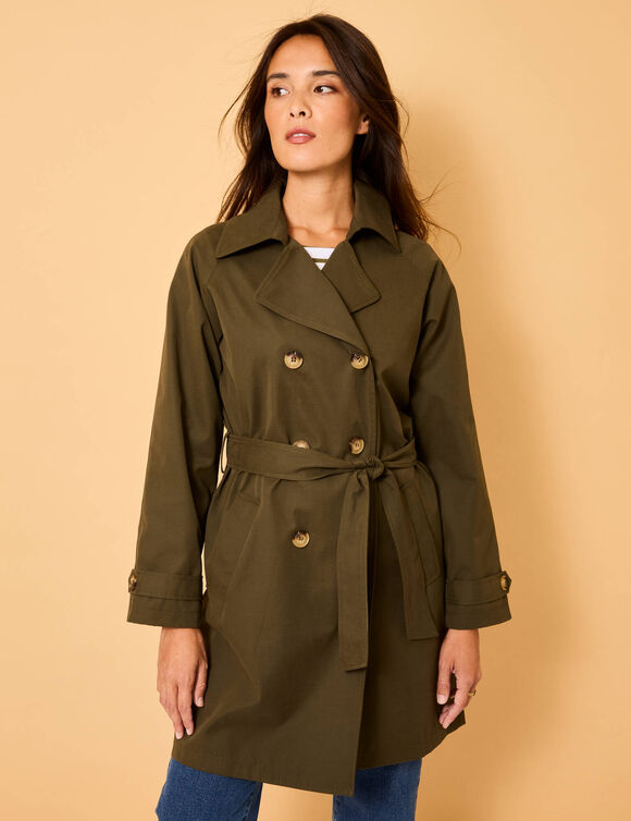 Trench déperlant ceinture amovible (kaki)