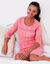 Chemise de nuit longue manches longues imprim&eacute; n&oelig;uds (rose fonc&eacute;)