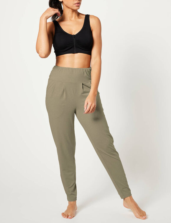 Pantalon de yoga en maille, coupe ultra confort (kaki clair)