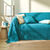 Plaid of sprei, effen katoen met artisanaal weefsel (eendenblauw)