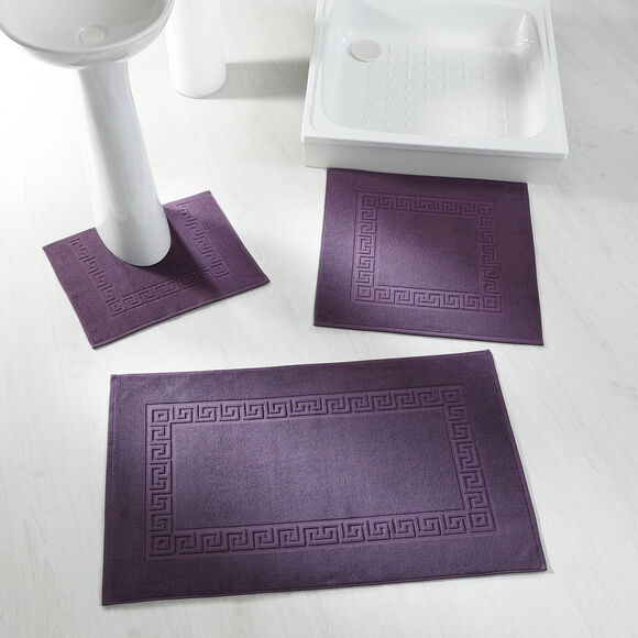 Tapis de bain éponge liteau motif frise grecque (aubergine)