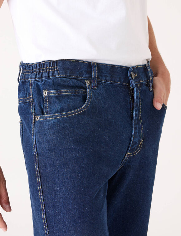 Jean droit ceinture &eacute;lastiqu&eacute;e c&ocirc;t&eacute;s - L28 (brut)