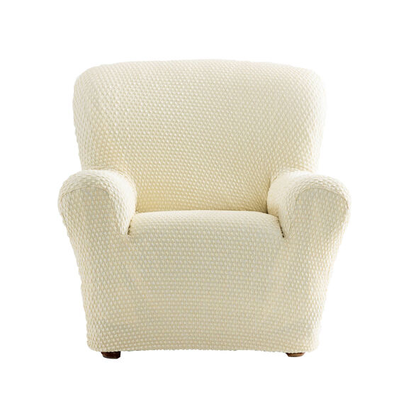 Housse gaufrée bi-extensible canapé fauteuil accoudoirs (beige)