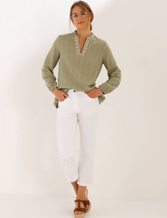 Pantacourt droit uni  (blanc)