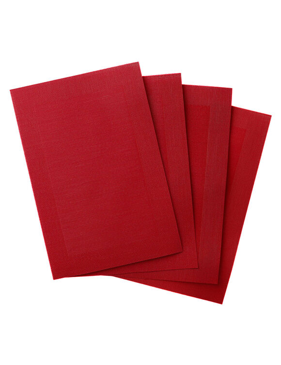 Set van 4 placemats - gevlochten vinyl (rood)