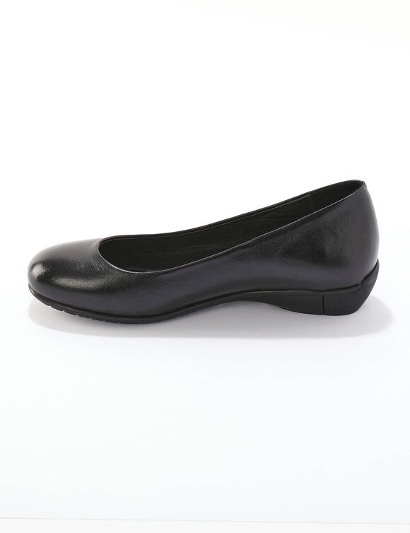 Ballerines souples compensées en cuir lisse (noir)