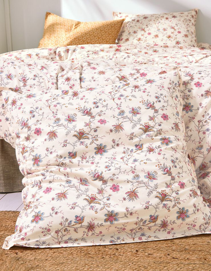 Linge de lit Margaux en coton imprimé fleurs perses, écru, hi-res image number 1