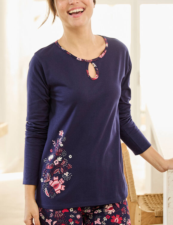 Tee-shirt pyjama manches longues (marine)
