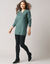 Pull tunique col tunisien, maille fantaisie (vert fonc&eacute;)
