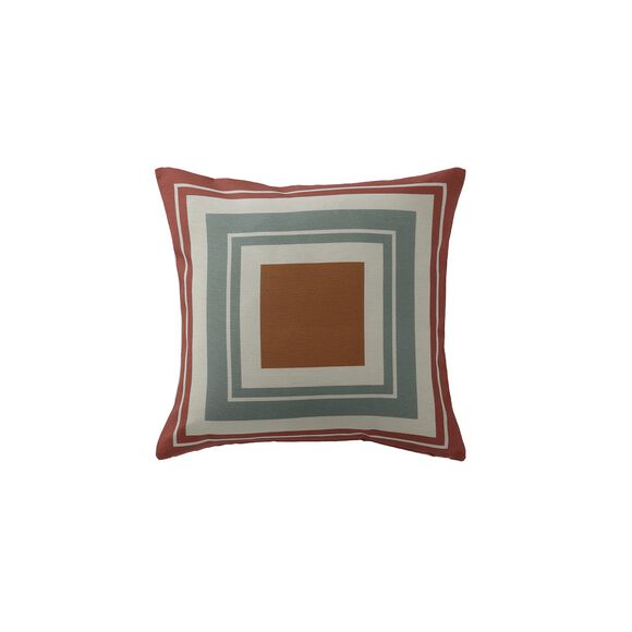 Housse de coussin imprimé "encadrement" - lot de 2 (terracotta / eucalyptus)