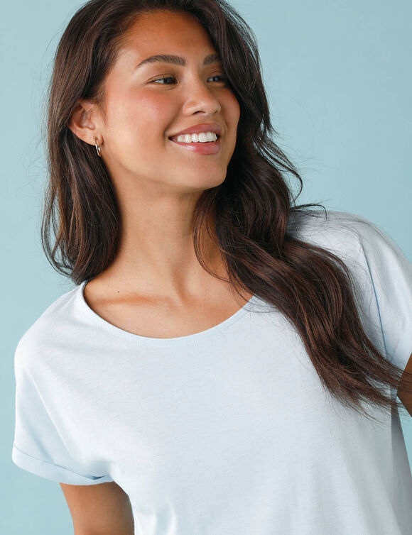 T-shirt manches courtes uni, Sp&eacute;cial Petites (bleu ciel)