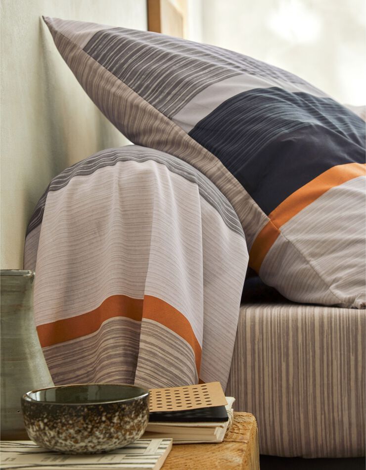 Linge de lit Markus en coton imprimé à rayures effet bois, gris Linge de lit Markus en coton imprimé à rayures effet bois, gris, hi-res image number 4