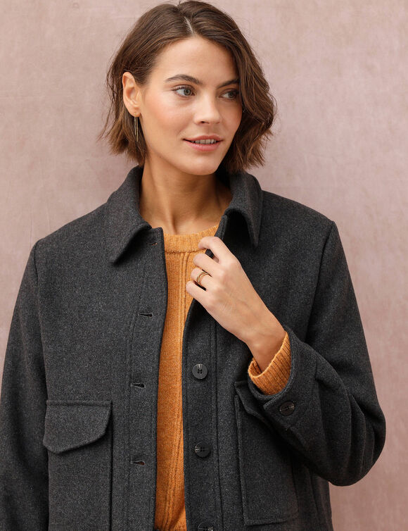 Veste courte en drap de laine (anthracite)