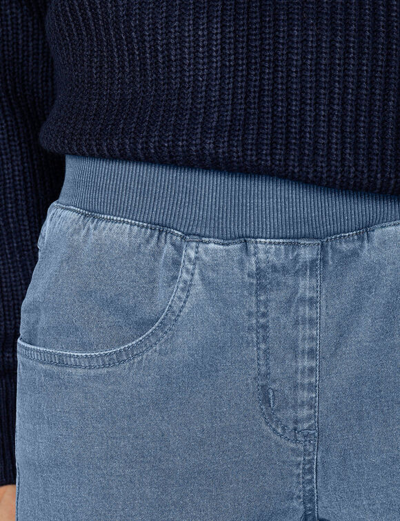 Jean droit "ultra confort" taille &eacute;lastiqu&eacute;e (BLEACHED FONCE)