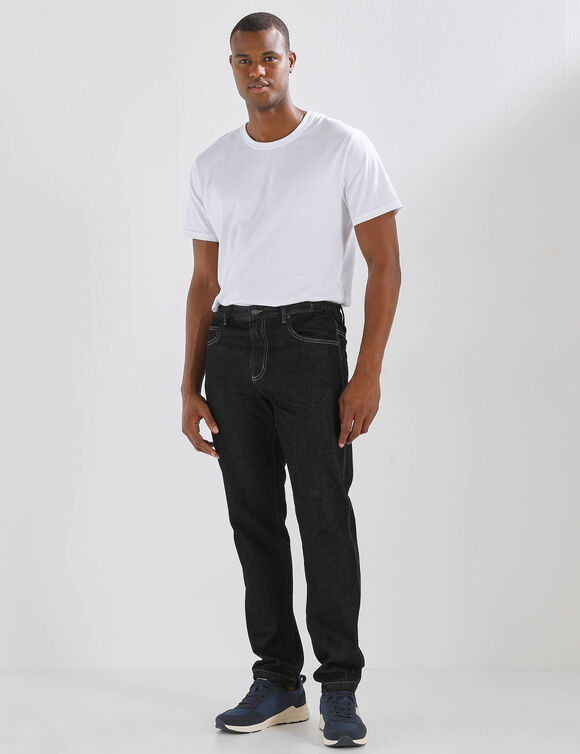 Jean droit ceinture &eacute;lastiqu&eacute;e c&ocirc;t&eacute;s - L28 (black)