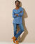 Effen tuniek met Tunesische hals en lange mouwen (marine)