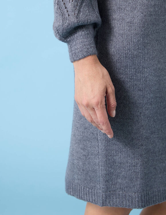 Robe pull Spécial Petites, maille fantaisie toucher doux (anthracite chiné)