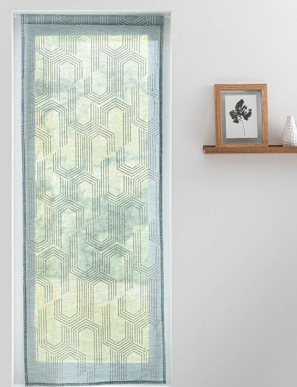 Glasgordijn met geometrisch motief (celadon)