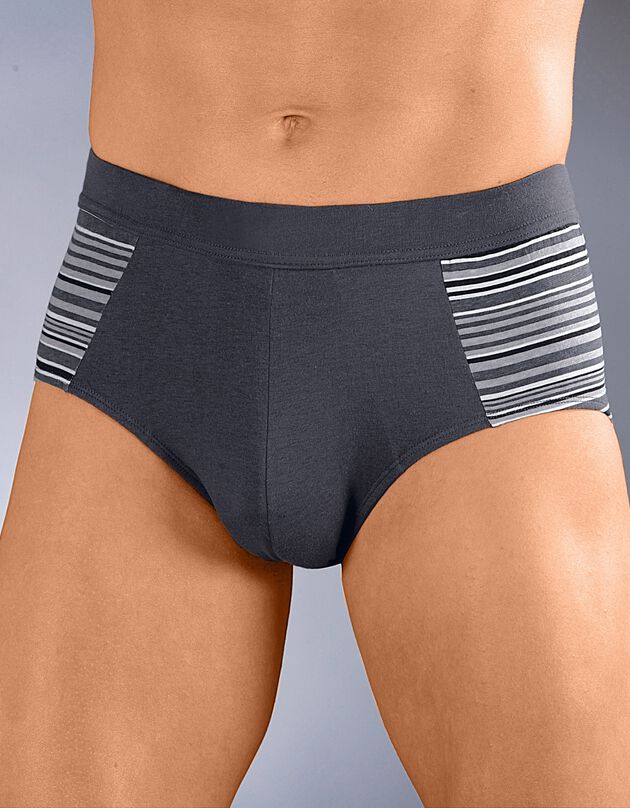 Gesloten slip met hoge taille en ingeweven motieven - set van 4 (grijs / zwart)