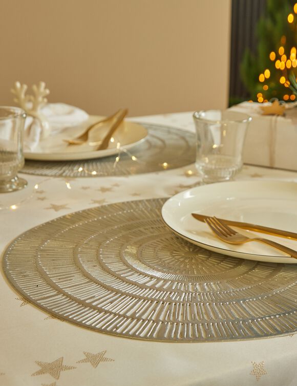 Set van 2 metallic placemats (zilverkleurig)