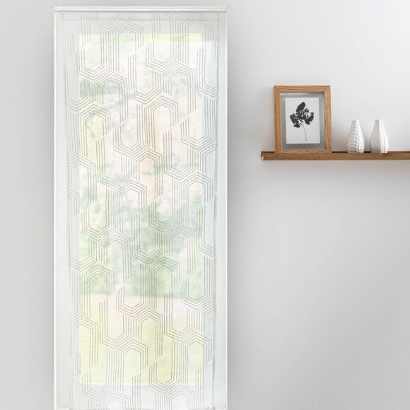 Glasgordijn met geometrisch motief (wit)
