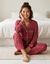 Pyjamabroek van fleece met bedrukking met harten (kersenrood)
