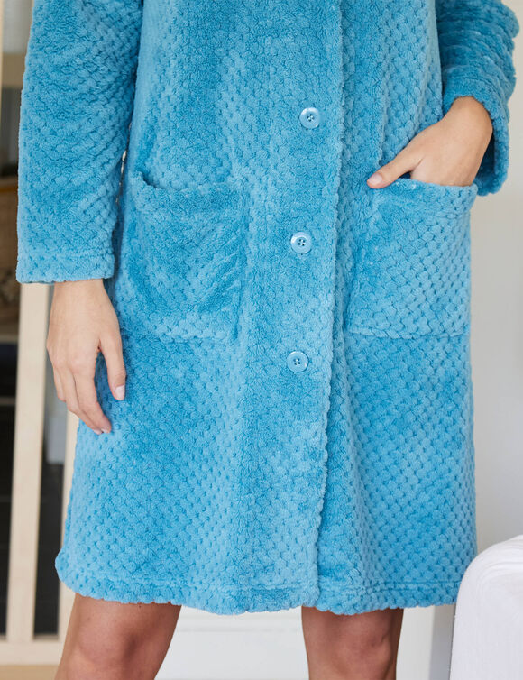 Fleece-kamerjas met sjaalkraag - Lengte 95 cm (turkoois)