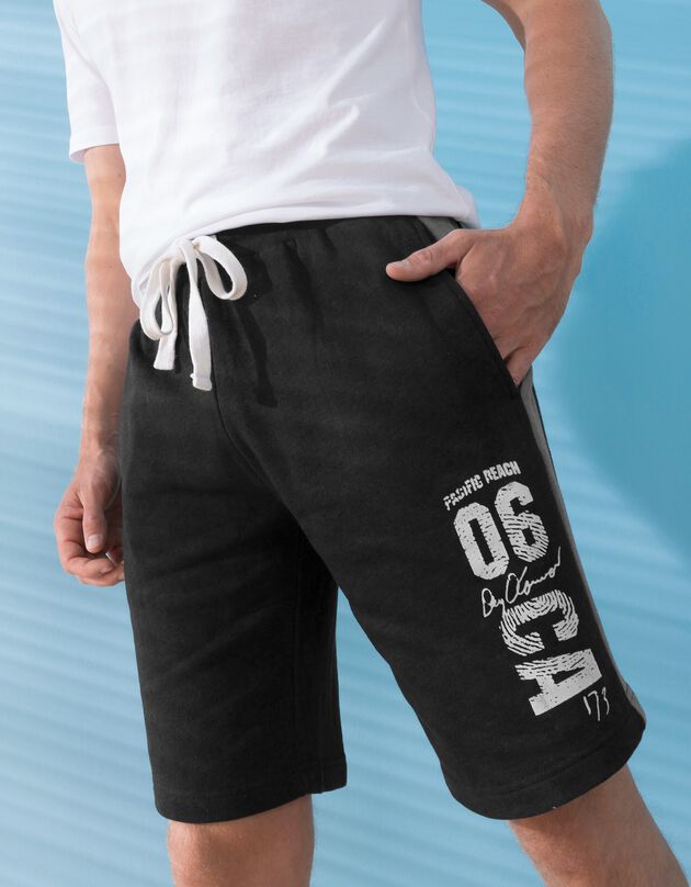 Bermuda sport détente molleton gratté (noir)