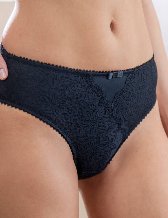 Culotte forme midi taille haute dentelle stretch et tulle Guspini - lot de 2 (noir)