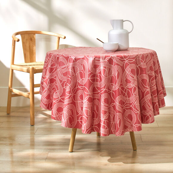 Tafellaken in toile cirée, grafische print (rood)