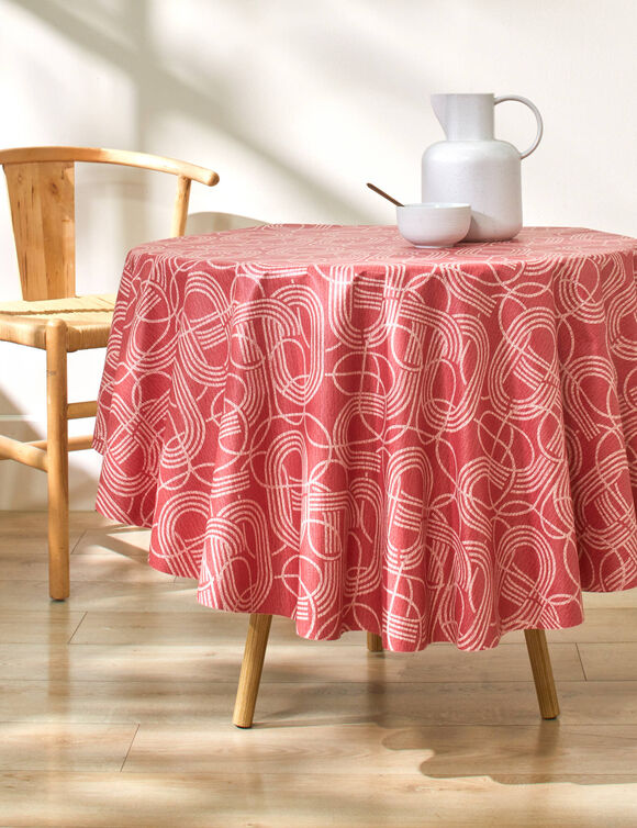 Nappe toile cirée imprimé courbes (rouge)