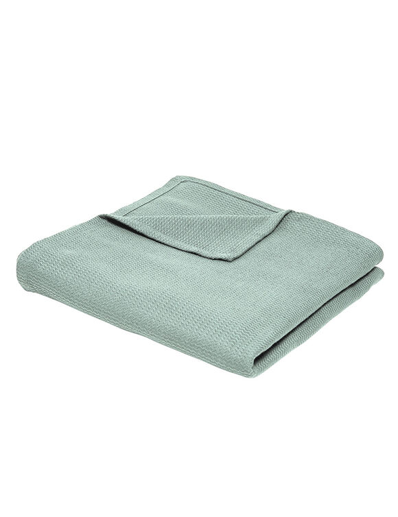Bankdeken of plaid uni honingraat - katoen (celadon)