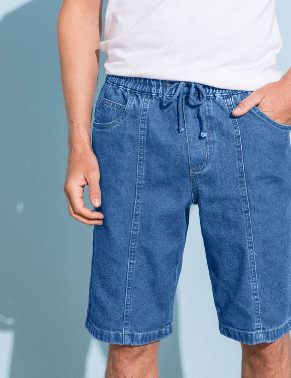 Bermuda denim léger élastiqué (stone)
