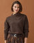 Pull &agrave; col asym&eacute;trique en maille anglaise, tricot fantaisie (marron)