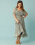 Robe longue Spécial Petites col V voile imprimé (bleu denim / multicolore)