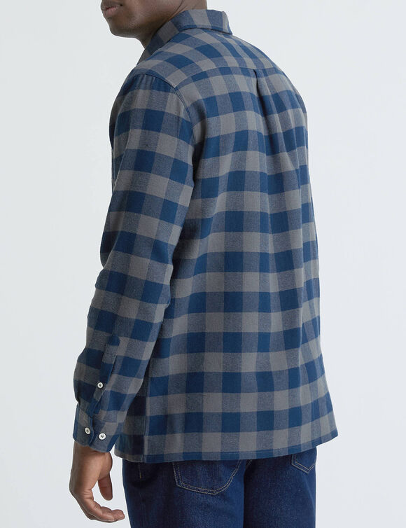 Chemise carreaux &eacute;cossais flanelle (marine / gris)