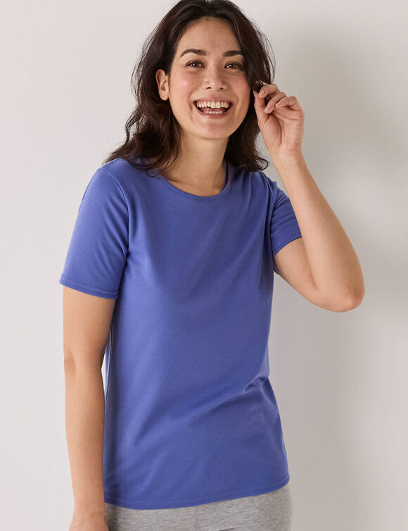 Thermisch T-shirt met ronde hals - korte mouwen (jeansblauw)